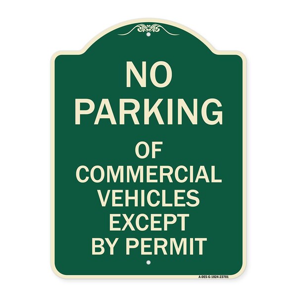 No Parking of Commercial Vehicles Except by Permit Heavy-Gauge Alum Sign, 18" L, 24" H, G-1824-23701
